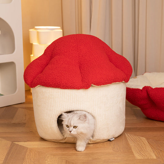 22.8'' Large Mushroom Cat Bed